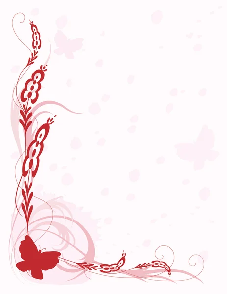 Bordure rose avec des papillons — Image vectorielle