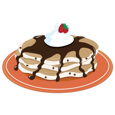 Çikolata şurubu ile krep yığını