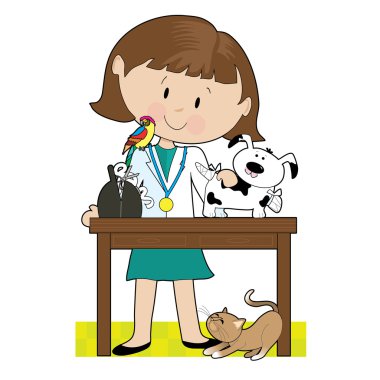 Kadın Veteriner köpek muamelesi yapıyor.