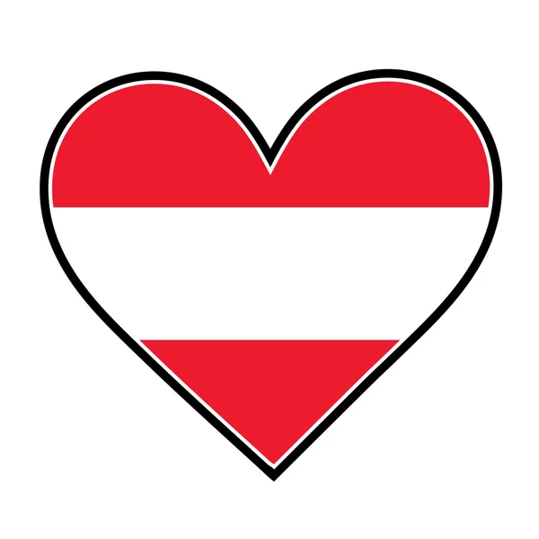 Austrian flag shaped like heart — Stock Vector