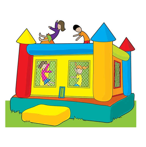 A colorful bounce castle set outdoors — Stock Vector