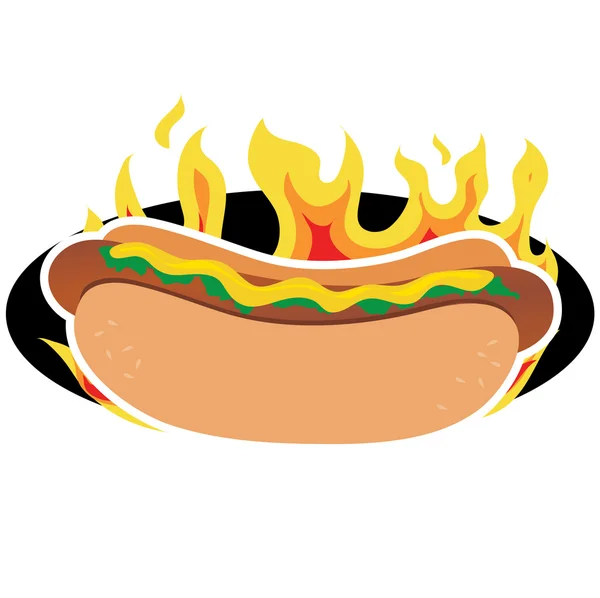 Hotdog no fundo das chamas — Vetor de Stock