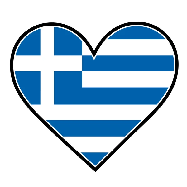 Grecka flaga w kształcie serca — Wektor stockowy