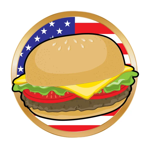 Hamburger mit amerikanischer Flagge — Stockvektor