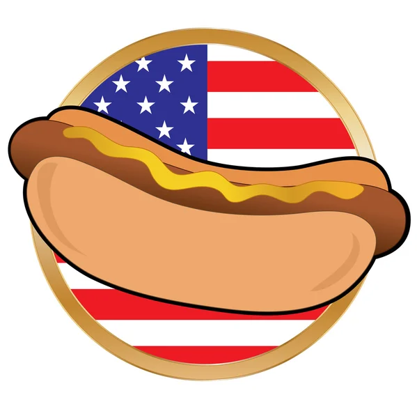 Hotdog Amerikan bayrağı ile — Stok Vektör