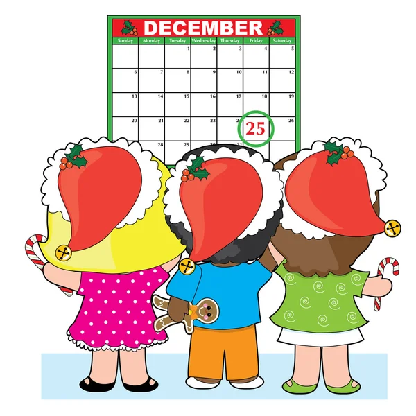 December calendar with children — Stock Vector