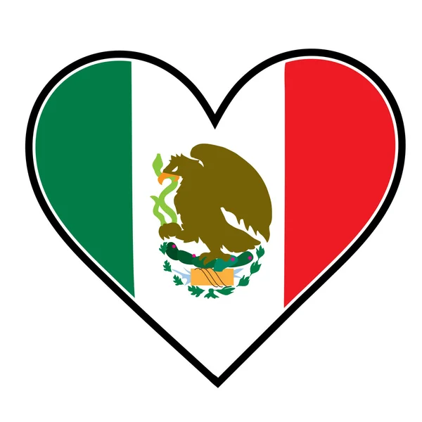 Drapeau mexicain coeur en forme — Image vectorielle