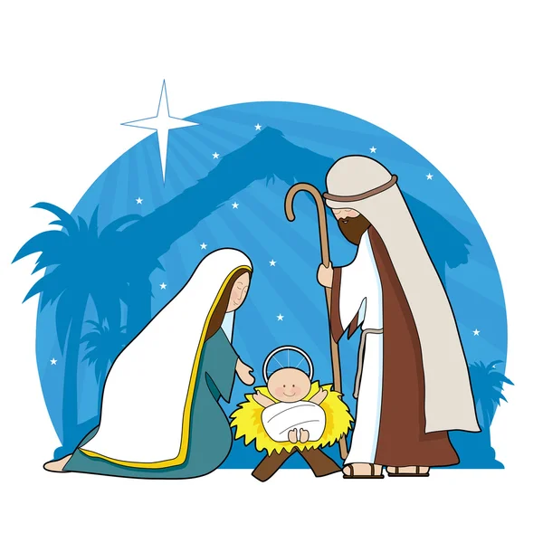 Nativity scene with the star of Bethlehem — Stock Vector