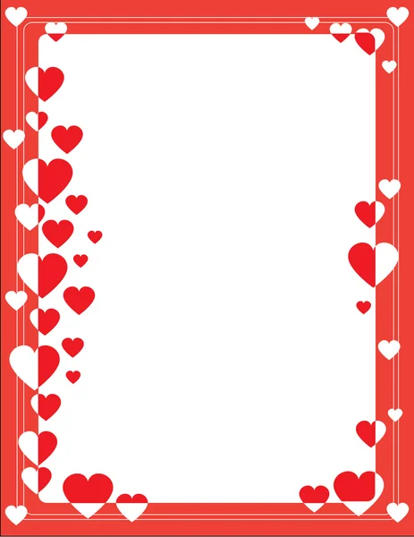 Frontera roja con corazones — Vector de stock