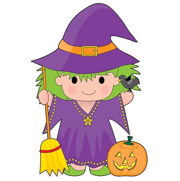 Cute little witch — Stock Vector