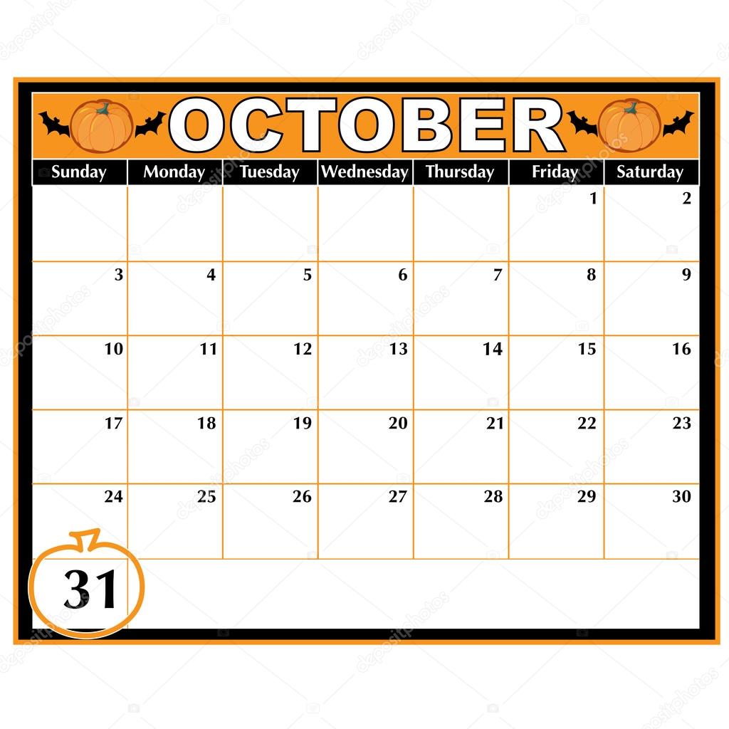 Concepto de Halloween en el calendario vector, gráfico vectorial