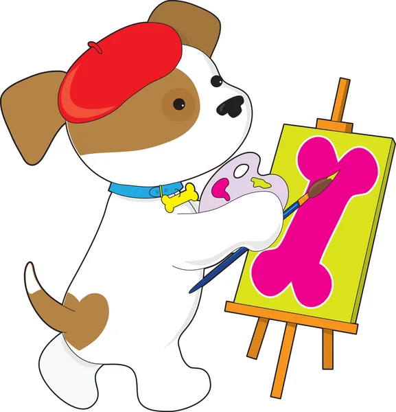 Schattige puppy kunstenaar — Stockvector