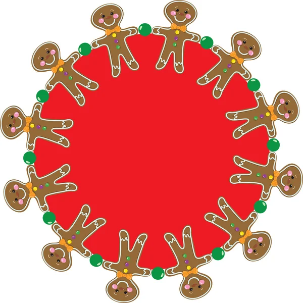 Gingerbread Man Wreath — Stock Vector