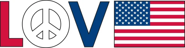 Liefde vrede Amerika — Stockvector