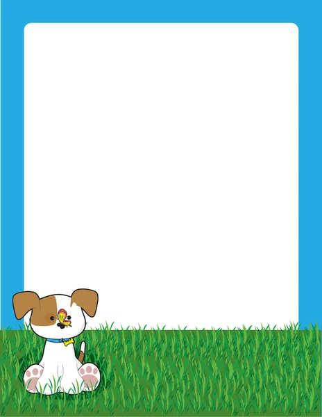 芝生の上の子犬と背景 — ストックベクタ