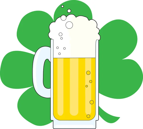 Shamrock et tasse de bière — Image vectorielle