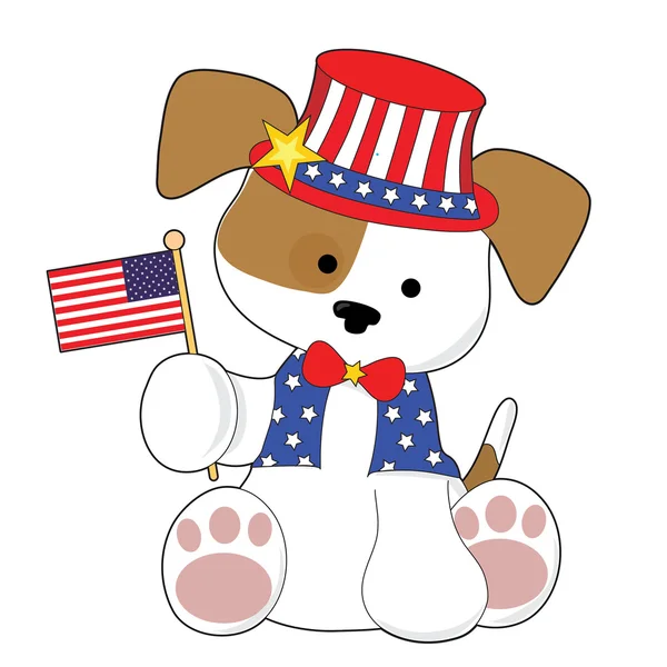 Cute Puppy Fourth of July — Stockvector