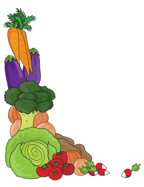 Grönsaker som en ram eller kantlinje — Stock vektor