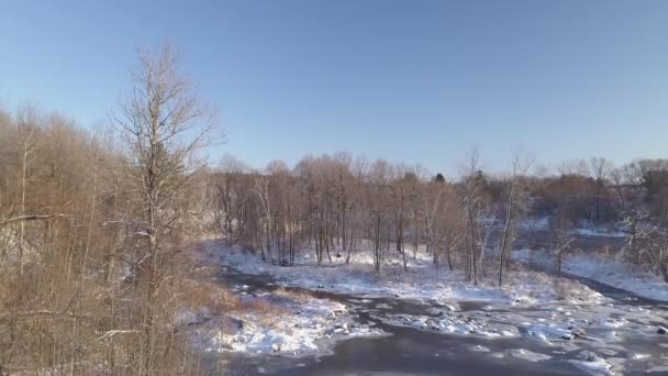 Alzarsi e muoversi da sinistra a destra sul fiume ghiacciato — Video Stock