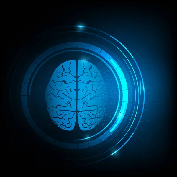 İnsan beyninin ve elektroensefalogramın veya beyin dalgalarının teknolojik arka planı. Vektör illüstrasyonu.