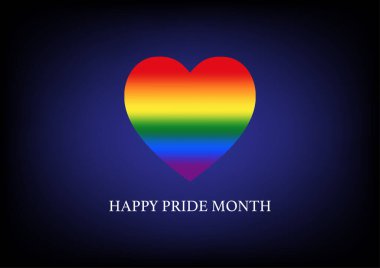 Mutlu gurur ayları. Vektör illüstrasyon gökkuşağı kalbi LGBT sembolü.