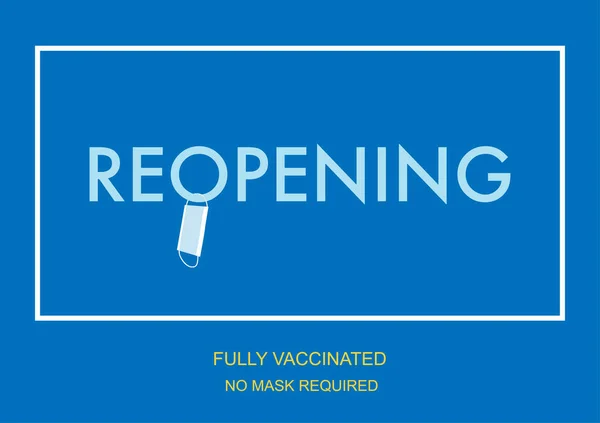 Reopening Text Blue Banner Covid Vaccination — 图库矢量图片