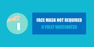Face mask not required for vaccinated people banner. Illustration of hand throwing face mask and text. Vector illustration. clipart