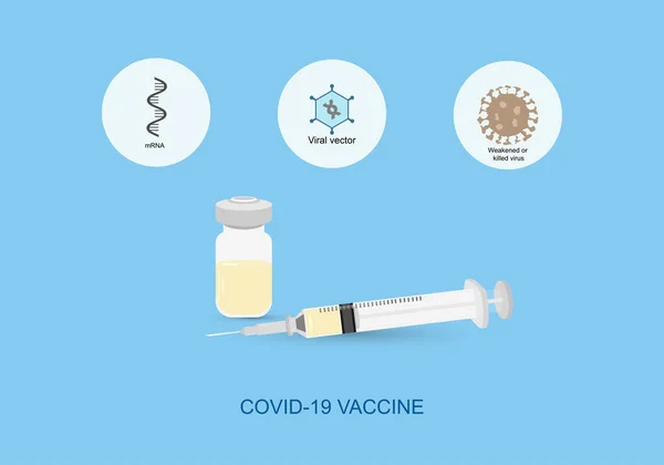 종류의 코로나 바이러스 Covid 백신이다 메신저 Mrna 바이러스 매개체 그리고 — 스톡 벡터