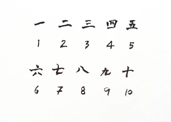 Κινεζικοί Αριθμοί Λευκό Φόντο Κινεζική Γραφή Χέρι Χαρακτήρα Νόημα — Φωτογραφία Αρχείου