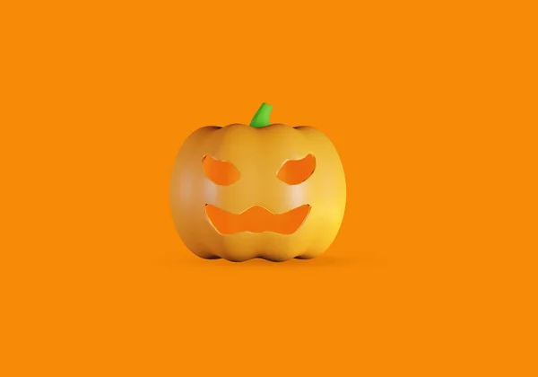 Calabaza Halloween Sobre Fondo Naranja Renderizado — Foto de Stock