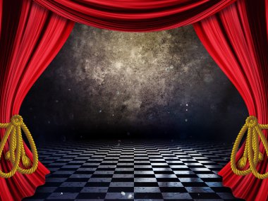 Room with Red Curtains clipart
