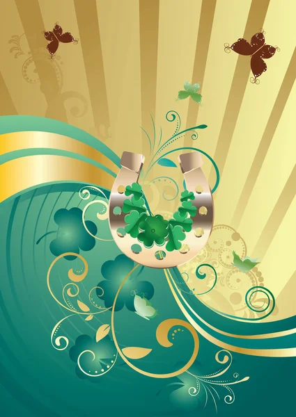 Gold and Green Shamrock Background — Stock Vector