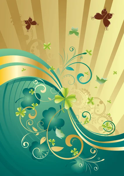 Gold and Green Shamrock Background — Stock Vector