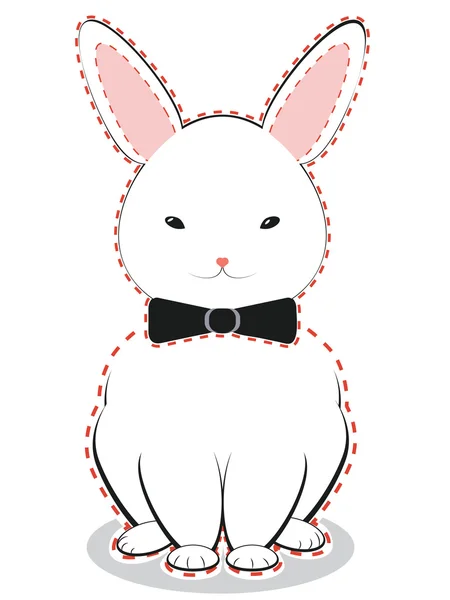 白兔子蝴蝶结 — 图库矢量图片