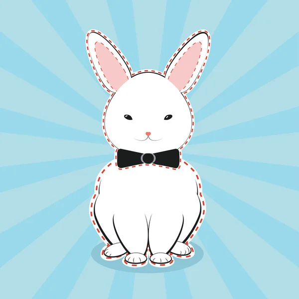 Biały królik z kokardą — Wektor stockowy