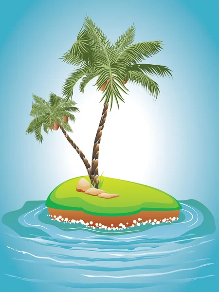 Palm Tree on Island — Stock Vector