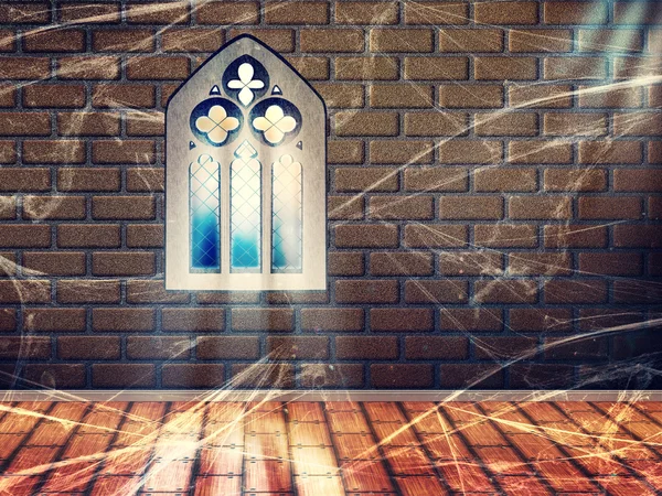 Pokoj s gotickým oknem — Stock fotografie