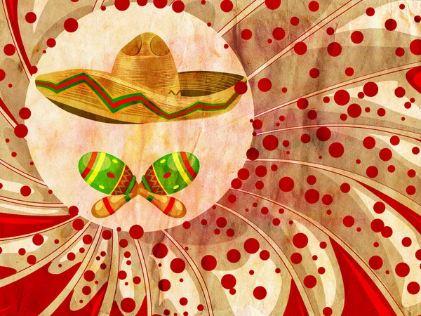 Grunge Sombrero i marakasy — Zdjęcie stockowe
