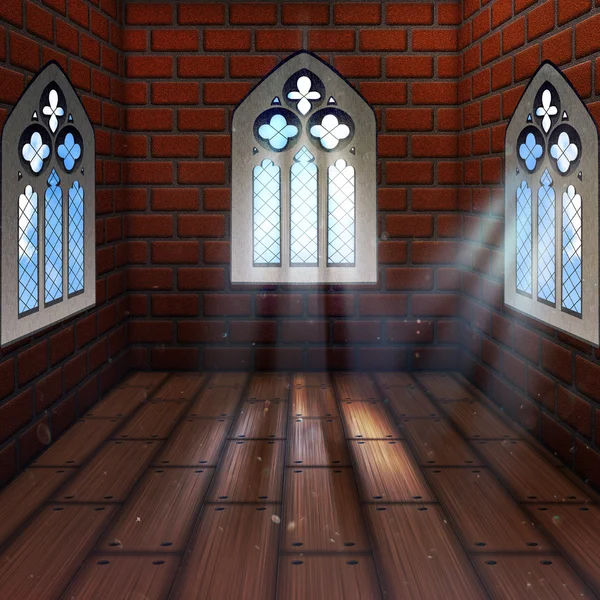 Zimmer mit gotischem Fenster — Stockfoto