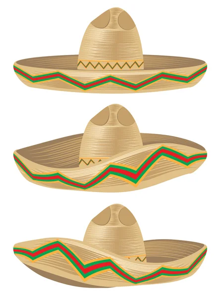 墨西哥帽子宽边帽 — 图库矢量图片
