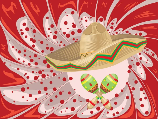 Sombrero y maracas — Vector de stock