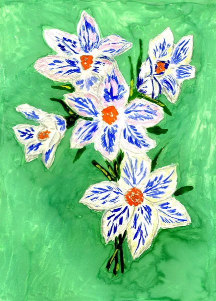Crocus Flores Pintura — Fotografia de Stock