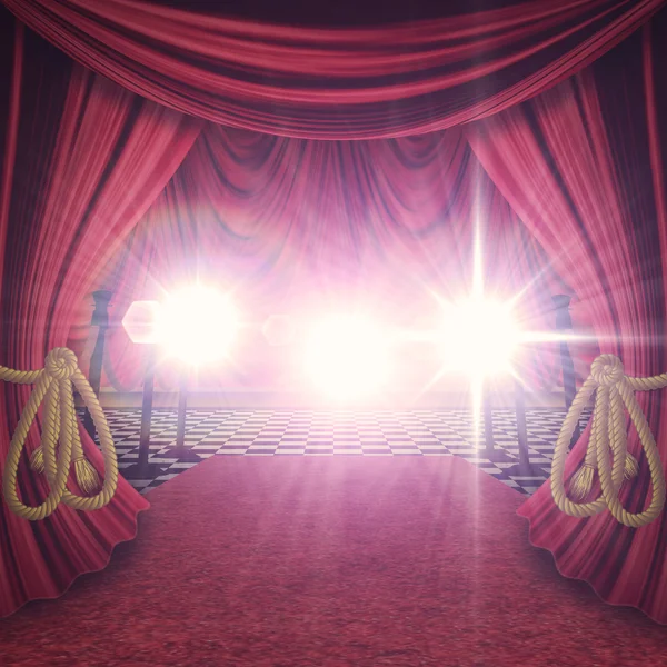 红色窗帘舞台 — 图库照片