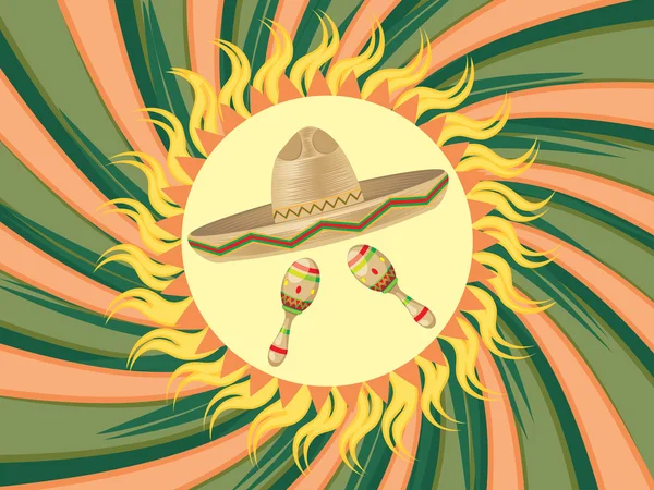Sombrero och maracas — Stock vektor