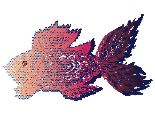 Grunge Lineart de pescado — Vector de stock