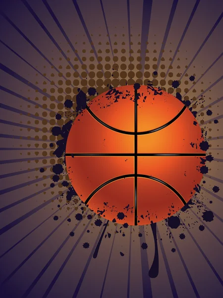 Basketbalový míč na paprsky pozadí — Stockový vektor