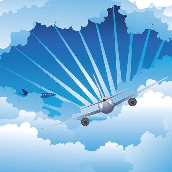 Airplane in the Sky — Stock Vector