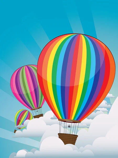 Kleurrijke heteluchtballonnen — Stockvector