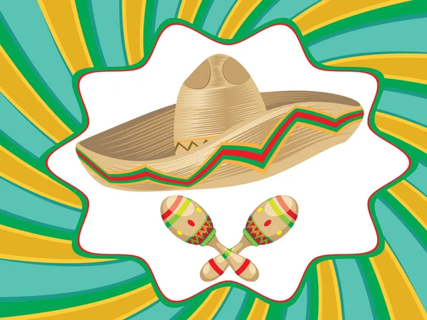 Sombrero och maracas — Stock vektor