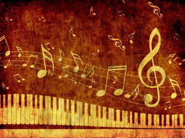 Müzik notlar Grunge ile piyano klavye